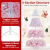 image:imageGoplus 5 FT Snow Flocked Christmas Tree Artificial Unlit Hinged Xmas Full Tree with 456 Lush Branch Tips Foldable Metal Stand Home Office Decoration Pink Gradient amp WhitePinkprelit