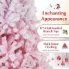 image:imageGoplus 5 FT Snow Flocked Christmas Tree Artificial Unlit Hinged Xmas Full Tree with 456 Lush Branch Tips Foldable Metal Stand Home Office Decoration Pink Gradient amp WhitePink Gradient