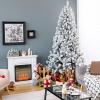 image:imageGoplus 5 FT Snow Flocked Christmas Tree Artificial Unlit Hinged Xmas Full Tree with 456 Lush Branch Tips Foldable Metal Stand Home Office Decoration Pink Gradient amp WhiteSnowy