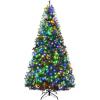 image:imageGoplus 5 FT Snow Flocked Christmas Tree Artificial Unlit Hinged Xmas Full Tree with 456 Lush Branch Tips Foldable Metal Stand Home Office Decoration Pink Gradient amp WhiteGreen