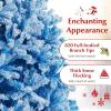 image:imageGoplus 5 FT Snow Flocked Christmas Tree Artificial Unlit Hinged Xmas Full Tree with 456 Lush Branch Tips Foldable Metal Stand Home Office Decoration Pink Gradient amp WhiteBlue Gradient