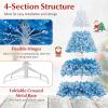 image:imageGoplus 5 FT Snow Flocked Christmas Tree Artificial Unlit Hinged Xmas Full Tree with 456 Lush Branch Tips Foldable Metal Stand Home Office Decoration Pink Gradient amp WhiteBlue Gradient