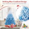 image:imageGoplus 5 FT Snow Flocked Christmas Tree Artificial Unlit Hinged Xmas Full Tree with 456 Lush Branch Tips Foldable Metal Stand Home Office Decoration Pink Gradient amp WhiteBlue Gradient