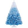 image:imageGoplus 5 FT Snow Flocked Christmas Tree Artificial Unlit Hinged Xmas Full Tree with 456 Lush Branch Tips Foldable Metal Stand Home Office Decoration Pink Gradient amp WhiteBlue Gradient