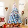 image:imageGoplus 5 FT Snow Flocked Christmas Tree Artificial Unlit Hinged Xmas Full Tree with 456 Lush Branch Tips Foldable Metal Stand Home Office Decoration Pink Gradient amp WhiteBlue Gradient