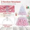 image:imageGoplus 5 FT Snow Flocked Christmas Tree Artificial Unlit Hinged Xmas Full Tree with 456 Lush Branch Tips Foldable Metal Stand Home Office Decoration Pink Gradient amp WhitePink Gradient