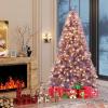 image:imageGoplus 5 FT Snow Flocked Christmas Tree Artificial Unlit Hinged Xmas Full Tree with 456 Lush Branch Tips Foldable Metal Stand Home Office Decoration Pink Gradient amp WhitePurple