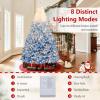 image:imageGoplus 5 FT Snow Flocked Christmas Tree Artificial Unlit Hinged Xmas Full Tree with 456 Lush Branch Tips Foldable Metal Stand Home Office Decoration Pink Gradient amp WhiteBlueprelit