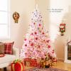 image:imageGoplus 5 FT Snow Flocked Christmas Tree Artificial Unlit Hinged Xmas Full Tree with 456 Lush Branch Tips Foldable Metal Stand Home Office Decoration Pink Gradient amp WhitePink Gradient