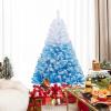 image:imageGoplus 5 FT Snow Flocked Christmas Tree Artificial Unlit Hinged Xmas Full Tree with 456 Lush Branch Tips Foldable Metal Stand Home Office Decoration Pink Gradient amp WhiteBlue Gradient