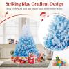 image:imageGoplus 5 FT Snow Flocked Christmas Tree Artificial Unlit Hinged Xmas Full Tree with 456 Lush Branch Tips Foldable Metal Stand Home Office Decoration Pink Gradient amp WhiteBlue Gradient