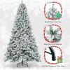 image:imageGoplus 5 FT Snow Flocked Christmas Tree Artificial Unlit Hinged Xmas Full Tree with 456 Lush Branch Tips Foldable Metal Stand Home Office Decoration Pink Gradient amp WhiteSnowy