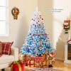 image:imageGoplus 5 FT Snow Flocked Christmas Tree Artificial Unlit Hinged Xmas Full Tree with 456 Lush Branch Tips Foldable Metal Stand Home Office Decoration Pink Gradient amp WhiteBlue Gradient