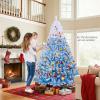 image:imageGoplus 5 FT Snow Flocked Christmas Tree Artificial Unlit Hinged Xmas Full Tree with 456 Lush Branch Tips Foldable Metal Stand Home Office Decoration Pink Gradient amp WhiteBlueprelit