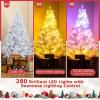 image:imageGoplus 5 FT Snow Flocked Christmas Tree Artificial Unlit Hinged Xmas Full Tree with 456 Lush Branch Tips Foldable Metal Stand Home Office Decoration Pink Gradient amp WhiteWhite