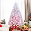 image:imageGoplus 5 FT Snow Flocked Christmas Tree Artificial Unlit Hinged Xmas Full Tree with 456 Lush Branch Tips Foldable Metal Stand Home Office Decoration Pink Gradient amp WhitePink Gradient
