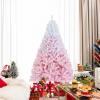 image:imageGoplus 5 FT Snow Flocked Christmas Tree Artificial Unlit Hinged Xmas Full Tree with 456 Lush Branch Tips Foldable Metal Stand Home Office Decoration Pink Gradient amp WhitePink Gradient
