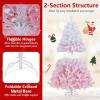 image:imageGoplus 5 FT Snow Flocked Christmas Tree Artificial Unlit Hinged Xmas Full Tree with 456 Lush Branch Tips Foldable Metal Stand Home Office Decoration Pink Gradient amp WhitePinkprelit