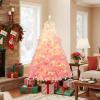 image:imageGoplus 5 FT Snow Flocked Christmas Tree Artificial Unlit Hinged Xmas Full Tree with 456 Lush Branch Tips Foldable Metal Stand Home Office Decoration Pink Gradient amp WhitePinkprelit