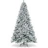 image:imageGoplus 5 FT Snow Flocked Christmas Tree Artificial Unlit Hinged Xmas Full Tree with 456 Lush Branch Tips Foldable Metal Stand Home Office Decoration Pink Gradient amp WhiteSnowy