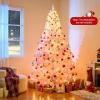 image:imageGoplus 5 FT Snow Flocked Christmas Tree Artificial Unlit Hinged Xmas Full Tree with 456 Lush Branch Tips Foldable Metal Stand Home Office Decoration Pink Gradient amp WhitePinkprelit