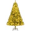 image:imageGoplus 5 FT Snow Flocked Christmas Tree Artificial Unlit Hinged Xmas Full Tree with 456 Lush Branch Tips Foldable Metal Stand Home Office Decoration Pink Gradient amp WhiteGreenwarm White