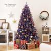 image:imageGoplus 5 FT Snow Flocked Christmas Tree Artificial Unlit Hinged Xmas Full Tree with 456 Lush Branch Tips Foldable Metal Stand Home Office Decoration Pink Gradient amp WhitePurple