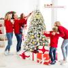 image:imageGoplus 5 FT Snow Flocked Christmas Tree Artificial Unlit Hinged Xmas Full Tree with 456 Lush Branch Tips Foldable Metal Stand Home Office Decoration Pink Gradient amp WhiteSnowy