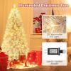 image:imageGoplus 5 FT Snow Flocked Christmas Tree Artificial Unlit Hinged Xmas Full Tree with 456 Lush Branch Tips Foldable Metal Stand Home Office Decoration Pink Gradient amp WhiteSilver