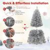 image:imageGoplus 5 FT Snow Flocked Christmas Tree Artificial Unlit Hinged Xmas Full Tree with 456 Lush Branch Tips Foldable Metal Stand Home Office Decoration Pink Gradient amp WhiteSilver