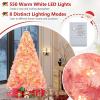 image:imageGoplus 5 FT Snow Flocked Christmas Tree Artificial Unlit Hinged Xmas Full Tree with 456 Lush Branch Tips Foldable Metal Stand Home Office Decoration Pink Gradient amp WhitePink