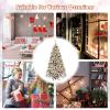 image:imageGoplus 5 FT Snow Flocked Christmas Tree Artificial Unlit Hinged Xmas Full Tree with 456 Lush Branch Tips Foldable Metal Stand Home Office Decoration Pink Gradient amp WhiteSnowyprelit