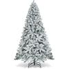image:imageGoplus 5 FT Snow Flocked Christmas Tree Artificial Unlit Hinged Xmas Full Tree with 456 Lush Branch Tips Foldable Metal Stand Home Office Decoration Pink Gradient amp WhiteSnowy