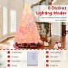 image:imageGoplus 5 FT Snow Flocked Christmas Tree Artificial Unlit Hinged Xmas Full Tree with 456 Lush Branch Tips Foldable Metal Stand Home Office Decoration Pink Gradient amp WhitePinkprelit