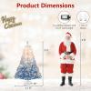 image:imageGoplus 5 FT Snow Flocked Christmas Tree Artificial Unlit Hinged Xmas Full Tree with 456 Lush Branch Tips Foldable Metal Stand Home Office Decoration Pink Gradient amp WhiteBlueprelit