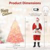image:imageGoplus 5 FT Snow Flocked Christmas Tree Artificial Unlit Hinged Xmas Full Tree with 456 Lush Branch Tips Foldable Metal Stand Home Office Decoration Pink Gradient amp WhitePinkprelit