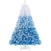 image:imageGoplus 5 FT Snow Flocked Christmas Tree Artificial Unlit Hinged Xmas Full Tree with 456 Lush Branch Tips Foldable Metal Stand Home Office Decoration Pink Gradient amp WhiteBlue Gradient
