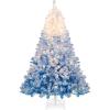 image:imageGoplus 5 FT Snow Flocked Christmas Tree Artificial Unlit Hinged Xmas Full Tree with 456 Lush Branch Tips Foldable Metal Stand Home Office Decoration Pink Gradient amp WhiteBlueprelit