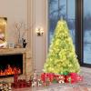 image:imageGoplus 5 FT Snow Flocked Christmas Tree Artificial Unlit Hinged Xmas Full Tree with 456 Lush Branch Tips Foldable Metal Stand Home Office Decoration Pink Gradient amp WhiteLime Green