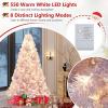 image:imageGoplus 5 FT Snow Flocked Christmas Tree Artificial Unlit Hinged Xmas Full Tree with 456 Lush Branch Tips Foldable Metal Stand Home Office Decoration Pink Gradient amp WhiteLavender