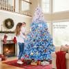 image:imageGoplus 5 FT Snow Flocked Christmas Tree Artificial Unlit Hinged Xmas Full Tree with 456 Lush Branch Tips Foldable Metal Stand Home Office Decoration Pink Gradient amp WhiteBlueprelit