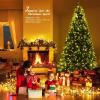 image:imageGoplus 5 FT Snow Flocked Christmas Tree Artificial Unlit Hinged Xmas Full Tree with 456 Lush Branch Tips Foldable Metal Stand Home Office Decoration Pink Gradient amp WhiteGreen
