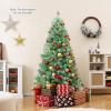 image:imageGoplus 5 FT Snow Flocked Christmas Tree Artificial Unlit Hinged Xmas Full Tree with 456 Lush Branch Tips Foldable Metal Stand Home Office Decoration Pink Gradient amp WhiteLime Green