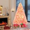 image:imageGoplus 5 FT Snow Flocked Christmas Tree Artificial Unlit Hinged Xmas Full Tree with 456 Lush Branch Tips Foldable Metal Stand Home Office Decoration Pink Gradient amp WhitePink