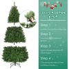 image:imageGoplus 5 FT Snow Flocked Christmas Tree Artificial Unlit Hinged Xmas Full Tree with 456 Lush Branch Tips Foldable Metal Stand Home Office Decoration Pink Gradient amp WhiteGreen