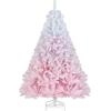 image:imageGoplus 5 FT Snow Flocked Christmas Tree Artificial Unlit Hinged Xmas Full Tree with 456 Lush Branch Tips Foldable Metal Stand Home Office Decoration Pink Gradient amp WhitePink Gradient