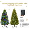 image:imageGoplus 5 FT Snow Flocked Christmas Tree Artificial Unlit Hinged Xmas Full Tree with 456 Lush Branch Tips Foldable Metal Stand Home Office Decoration Pink Gradient amp WhiteGreen