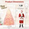 image:imageGoplus 5 FT Snow Flocked Christmas Tree Artificial Unlit Hinged Xmas Full Tree with 456 Lush Branch Tips Foldable Metal Stand Home Office Decoration Pink Gradient amp WhitePinkprelit