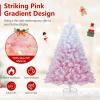image:imageGoplus 5 FT Snow Flocked Christmas Tree Artificial Unlit Hinged Xmas Full Tree with 456 Lush Branch Tips Foldable Metal Stand Home Office Decoration Pink Gradient amp WhitePinkprelit