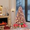 image:imageGoplus 5 FT Snow Flocked Christmas Tree Artificial Unlit Hinged Xmas Full Tree with 456 Lush Branch Tips Foldable Metal Stand Home Office Decoration Pink Gradient amp WhitePurple